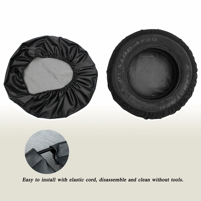 Moonet PVC Leather Spare Tire Wheel Cover for Car Truck SUV Camper Trailer Universal Fit RV JP FJ, R15 Black (for Overall Wheel Diameter 27-29 inch) - Image 4